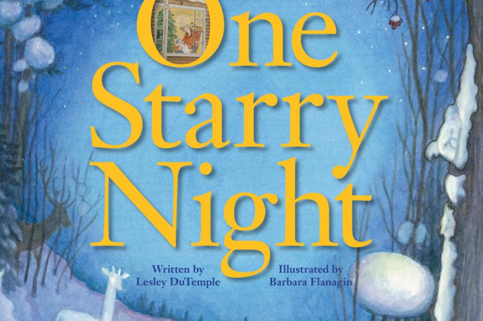 Cover of One Starry Night animal snow sculptures against sky with star